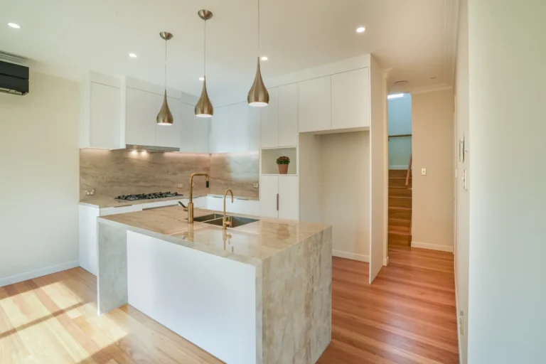 Kitchen and pendant lights, Two brick homes, Ellerslie
