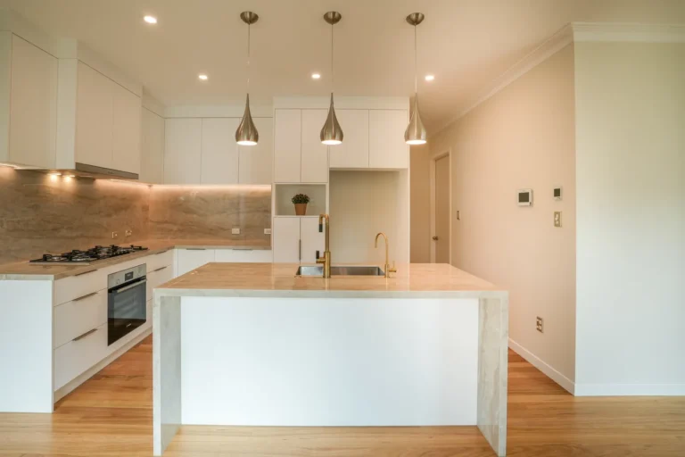Kitchen with Dekton benchtop, Two brick homes, Ellerslie