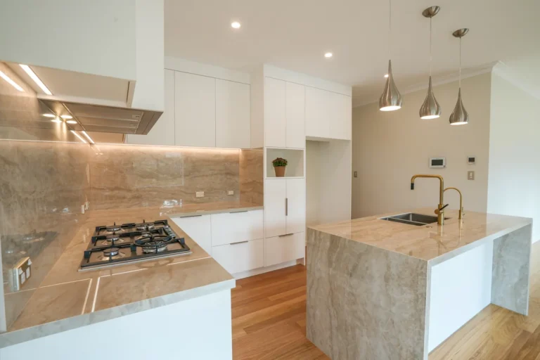 Kitchen with gas hob, Two brick homes, Ellerslie
