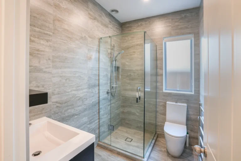 Tiled bathroom, Two brick homes, Ellerslie