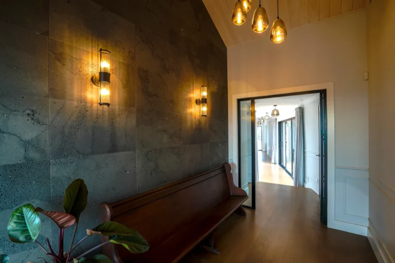 Bluestone feature wall in the hallway, Architectural home, Franklin