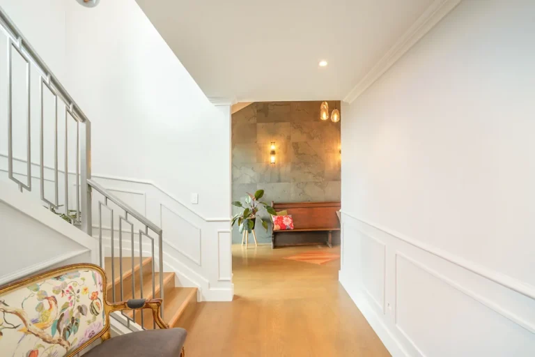 Entry hall and staircase, Architectural home, Franklin