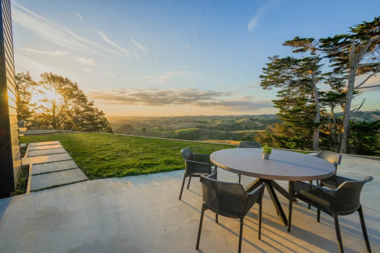 Patio at sunset, Architectural home, Franklin