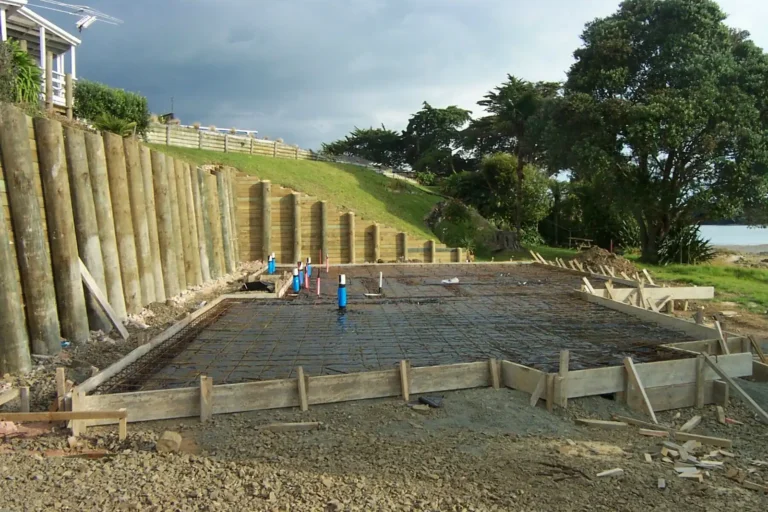 Foundations being poured, Waterfront home, Manukau Harbour