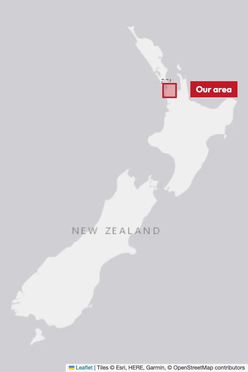 Map of New Zealand with our area marked