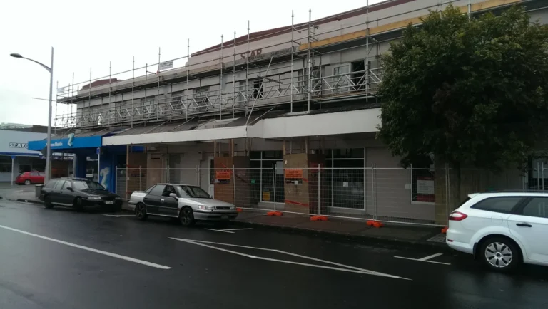 The Star Building in scaffolding, Star Building, Papakura